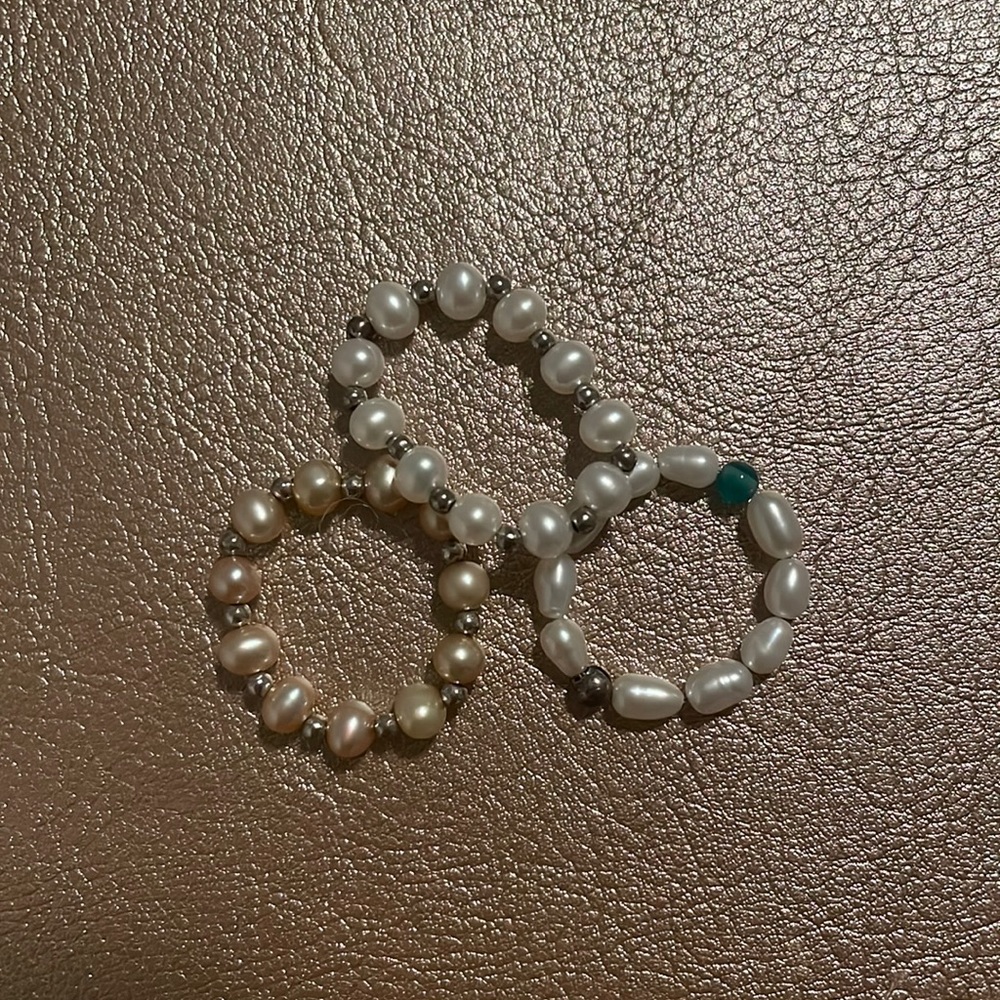 set of 3 pearl rings